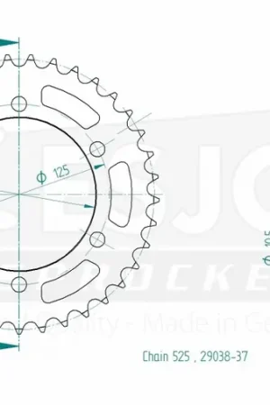 ESJOT - REAR STEEL 37T, 525 - Sprockets - Geschikt voor Triumph Express Levering
