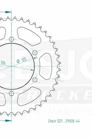 ESJOT - REAR STEEL 44T, 525 - Sprockets - Compatibel met Triumph Meest Verkocht