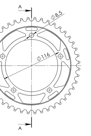 Direct Beschikbaar SUPERSPROX - REAR STEEL 44T, BLACK, 420 - Sprockets - Stevig Staal