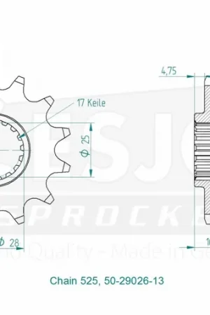 Laatste Versie ESJOT - FRONT 13T, 525 - Sprockets - Compatibiliteit met KTM