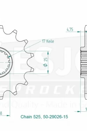 Must-Have ESJOT - FRONT 15T, 525 - Sprockets - Geschikt voor KTM