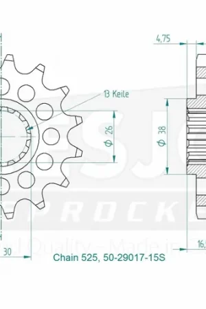 Aanbieding ESJOT - FRONT 15T, LIGHT, 525 - Sprockets - Compatibel met diverse Honda modellen