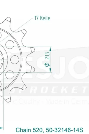 Exclusief ESJOT - FRONT LIGHT 14T - Sprockets - 520