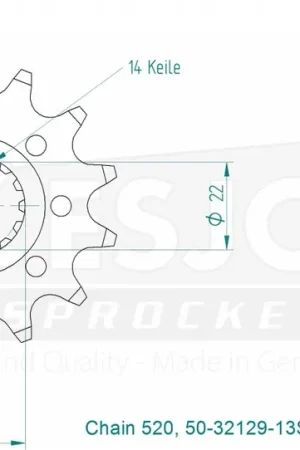 ESJOT - FRONT 13T, LIGHT, 520 - Sprockets - Compatibel met Mvagusta Nieuw