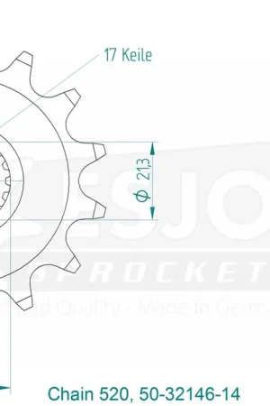 Actieprijs ESJOT - FRONT 14T, 520 - Sprockets - Compatibel met Suzuki RMZ modellen