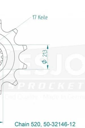 ESJOT - FRONT 12T, 520 - Sprockets - Compatibiliteit met Suzuki Dagaanbieding