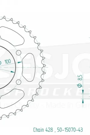 ESJOT - REAR STEEL 43T, 428 - Sprockets - Compatibel met diverse Yamaha modellen Professioneel