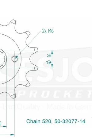 ESJOT - FRONT 14T, 520 - Sprockets - Compatibel met Yamaha Blaster Tijdelijk Beschikbaar