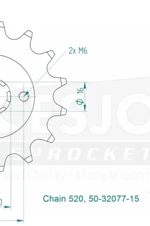 Shop Nu ESJOT - FRONT 15T, 520 - Sprockets - Geschikt voor Yamaha YFS 200 Blaster