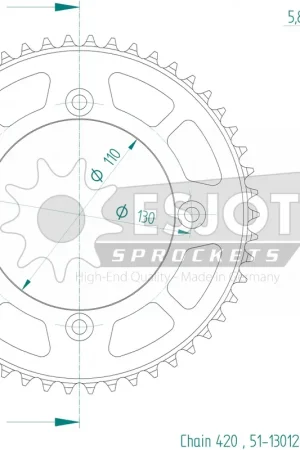 ESJOT - REAR ALU 50T, 420 - Sprockets - Geschikt voor Honda CR 80R modellen Groothandel