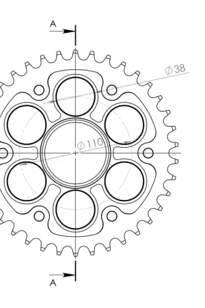 Merkproduct SUPERSPROX - REAR STEALTH 38T - Sprockets - Silver 520