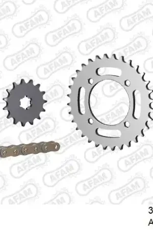 AFAM - 420R1 84 AR (CLIP) GOLD & SPROCKETS - Chain Kits - STEEL Exclusieve Aanbieding