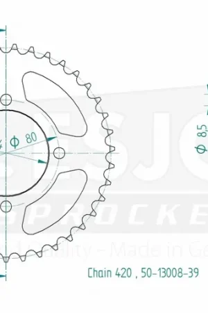 Dagaanbieding ESJOT - REAR STEEL 39T, 420 - Sprockets - Compatibel met Yamaha
