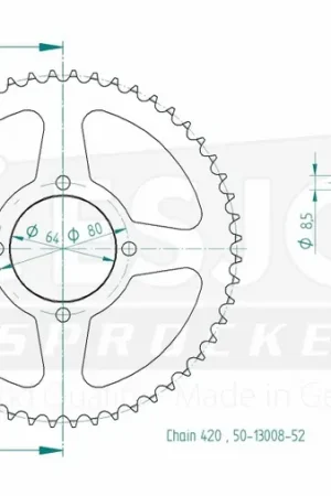 ESJOT - REAR STEEL 52T, 420 - Sprockets - Compatibel met Yamaha Beperkte Voorraad