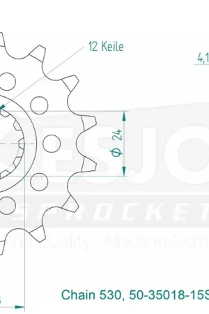 ESJOT - FRONT 15T, LIGHT, 530 - Sprockets - Compatibel met Honda CBR 600 Gratis Verzending