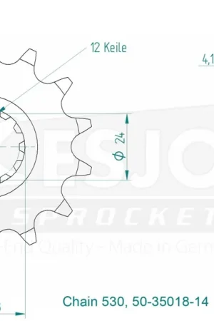 Gecertificeerd ESJOT - FRONT 14T, 530 - Sprockets - Compatibel met Honda Cbr 600