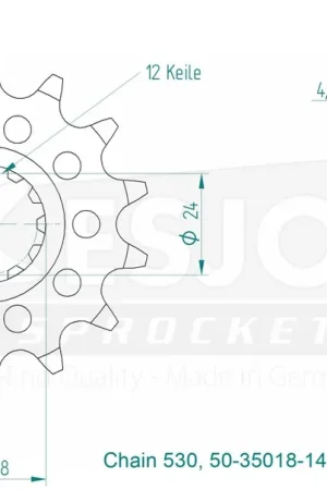 ESJOT - FRONT 14T, LIGHT, 530 - Sprockets - Geschikt voor Honda Cbr 600 Laatste Kans