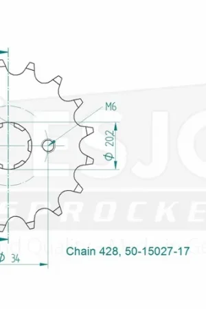 Authentiek ESJOT - FRONT 17T, 428 - Sprockets - Compatibel met Honda-modellen
