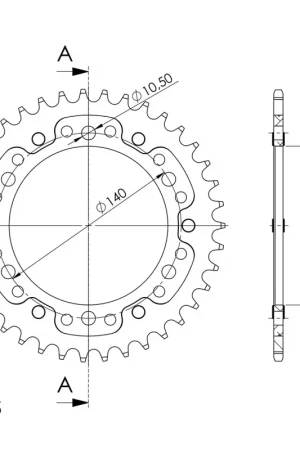 SUPERSPROX - REAR STEALTH 39T, GOLD, 525 - Sprockets - Hoogwaardige kwaliteit Koopje