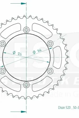 ESJOT - REAR STEEL 43T, 520 - Sprockets - Compatibel met Suzuki Koopje