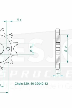 ESJOT - FRONT 12T, 520 - Sprockets - Compatibel met Honda Weekendaanbieding