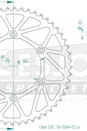 Shop Nu ESJOT - REAR STEEL 52T, 520 - Sprockets - ULTRALIGHT BLACK