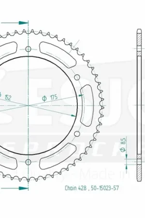 ESJOT - REAR STEEL 57T, 428 - Sprockets - Compatibel met Yamaha Betrouwbaar