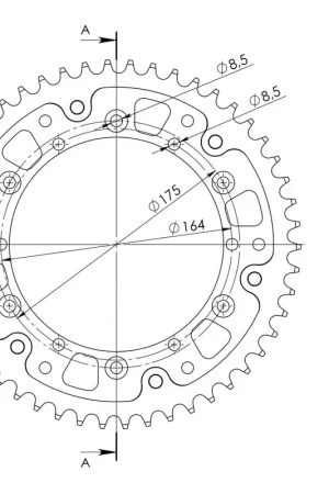SUPERSPROX - REAR ALU 51T, BLACK, 520 - Sprockets - Lichtgewicht Hoge Kwaliteit