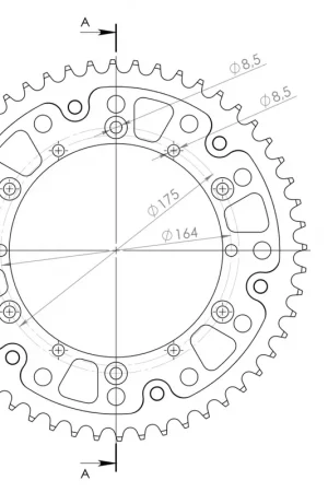 SUPERSPROX - REAR ALU 52T - Sprockets - Zwart Aluminium In De Mode