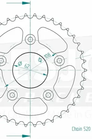 ESJOT - REAR STEEL 38T, 520 - Sprockets - Compatibiliteit met Aprilia Direct Beschikbaar