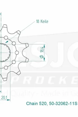 ESJOT - FRONT 11T, LIGHT, 520 - Sprockets - Compatibel met Suzuki RM 125 en RMZ 250 Flitsaanbieding