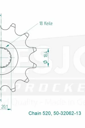 ESJOT - FRONT 13T, 520 - Sprockets - Geschikt voor Suzuki RM en RMZ Lage Prijs