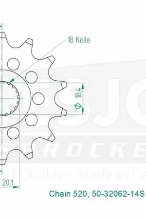 Superprijs ESJOT - FRONT 14T, LIGHT, 520 - Sprockets - Compatibel met Suzuki RM en RMZ modellen