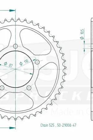 Laatste Kans ESJOT - REAR STEEL 47T, 525 - Sprockets - Compatibel met diverse Suzuki modellen