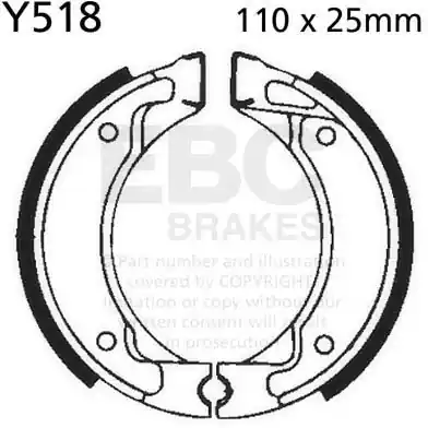 Fabrieksprijs EBC - Y518 - Brake Shoes - Geschikt voor Yamaha Pw 80 t en v