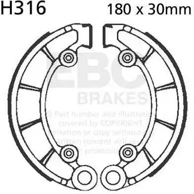 EBC - H316 - Brake Shoes - Compatible with Honda Cb 500 f Korting