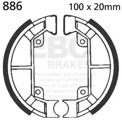 Topkwaliteit EBC - 886 - Brake Shoes - Compatibel met Piaggio Quartz 50 modellen