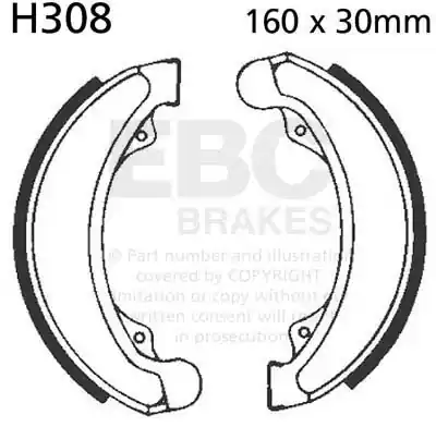 Populair EBC - H308 - Brake Shoes - Compatible with Honda Cb 125 k5