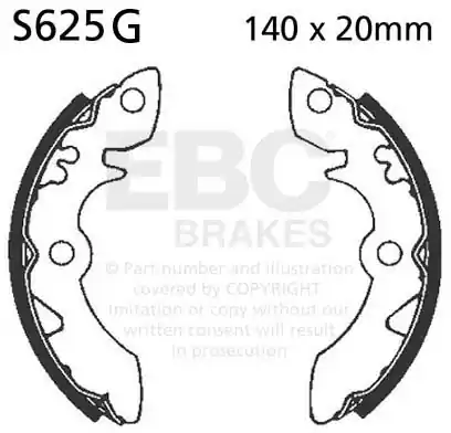 EBC - S625G - Brake Shoes - Compatibiliteit met diverse voertuigen Groothandel
